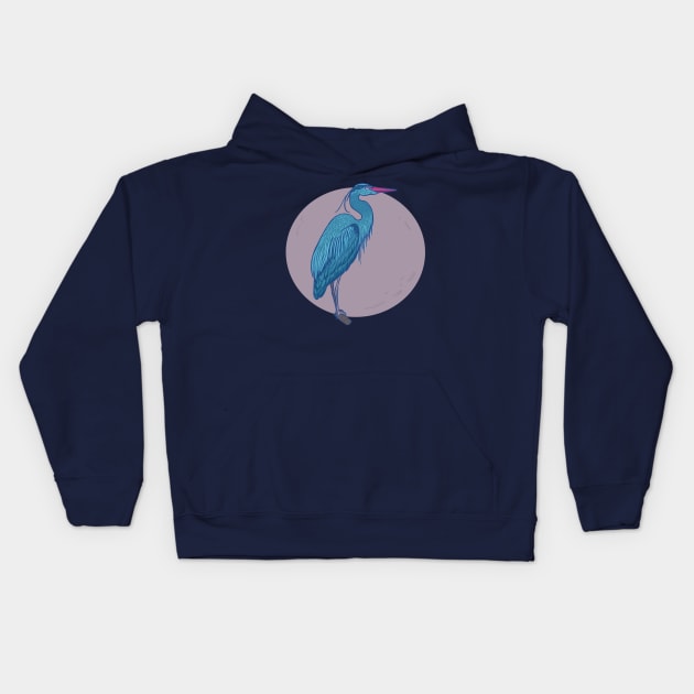 Blue heron Kids Hoodie by AlinaPlesia